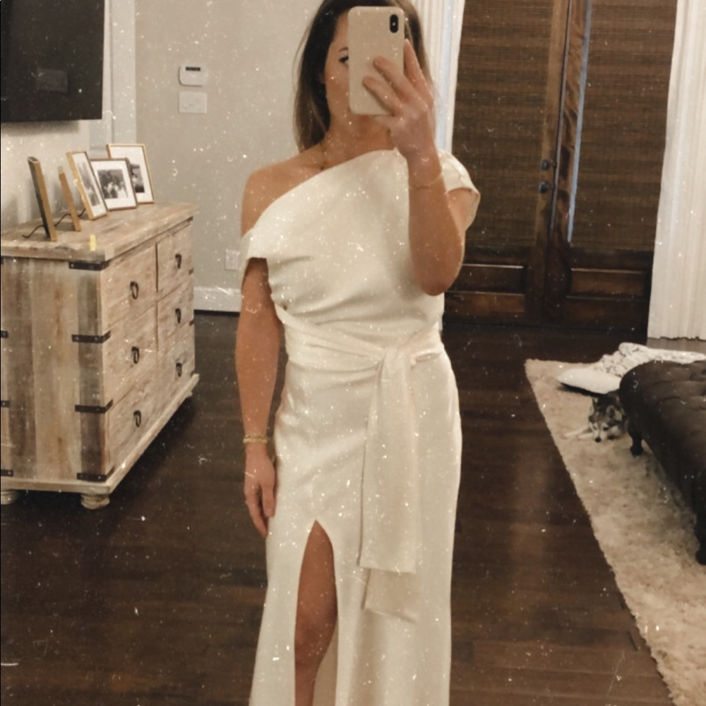 PIPER ASYMMETRICAL MIDI DRESS IN IVORY